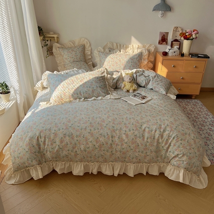 91家纺网 家纺一手货源 找家纺 （总）六巷胡同 2025新款韩式复古博主风小碎花花边款四件套