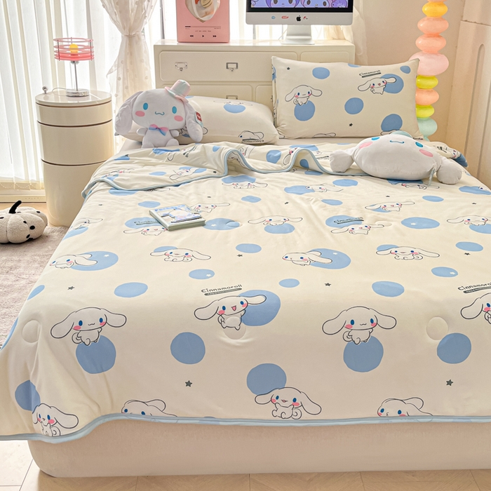 91家纺网 家纺一手货源 找家纺 暮思家居 2025新款正版授权三丽鸥A类牛奶针织棉夏被子被芯 针织棉-波点玉桂狗