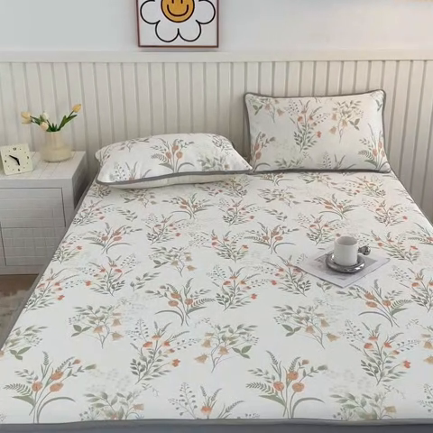 91家纺网 家纺一手货源 找家纺 卢赛尔 2025新款凉感丝提花凉席床笠款 郁金香