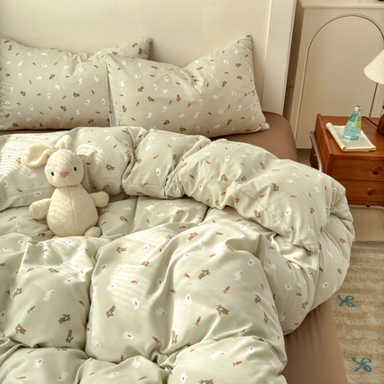 91家纺网 家纺一手货源 找家纺 （总）冕悠家纺 2025新款热款A类高克重针织双层纱四件套系列 （提供买家秀）