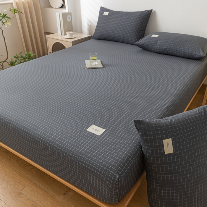 91家纺网 家纺一手货源 找家纺 梵克保罗 2025新款亲肤舒适全棉印花系列床笠 小黑格