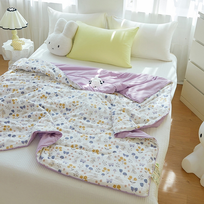 91家纺网 家纺一手货源 找家纺 梦恬佳 2025新款A类水洗皱皱棉夏凉被 兔野仙踪