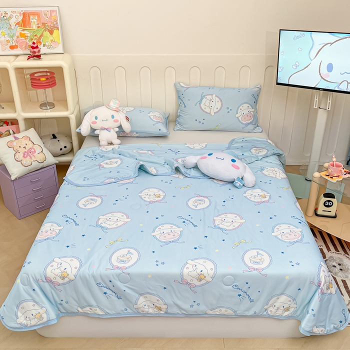 91家纺网 家纺一手货源 找家纺 暮思家居 2025新款正版授权三丽鸥A类牛奶针织棉夏被子被芯 针织棉-蓝色玉桂狗