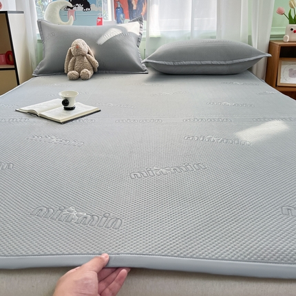 莱米家纺 2025新款冰感凉豆豆凉席 字母蝴蝶结—灰