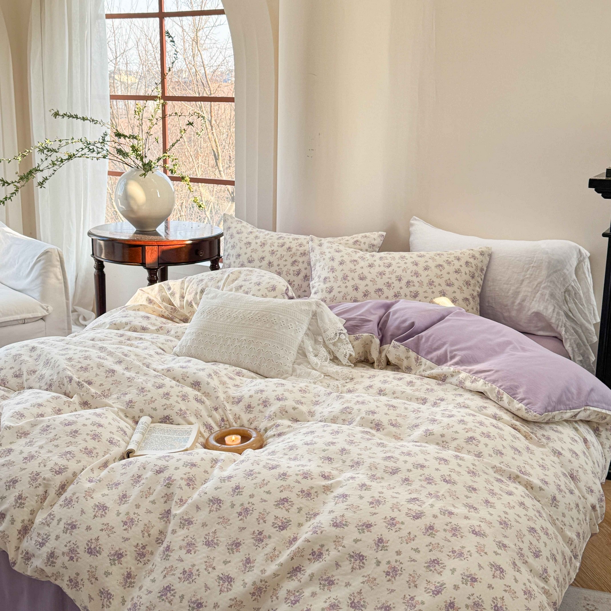 91家纺网 家纺一手货源 找家纺 时年家纺 2025春夏新款全棉纯棉有氧双层纱四件套-碎花系列 南风知意