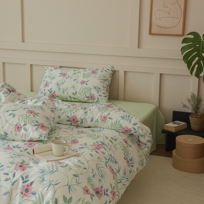 91家纺网 家纺一手货源 找家纺 棉眠 2025新款春夏花间牧歌田园系列四件套 春之晓晓