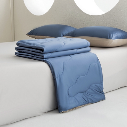 恩和家纺 2025新款柔光缎冰美式凉感夏被被子被芯 布鲁蓝