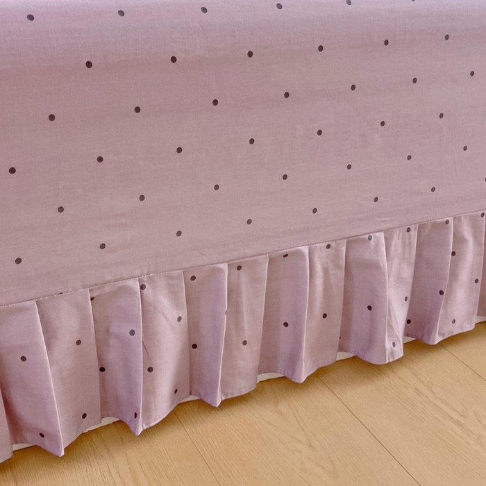 91家纺网 家纺一手货源 找家纺 2025新款全棉花边款床单 紫圆点