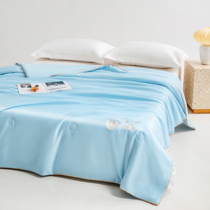 91家纺网 家纺一手货源 找家纺 眠多宝 2025新款奥地利兰精天丝刺绣夏被空调被 青兰