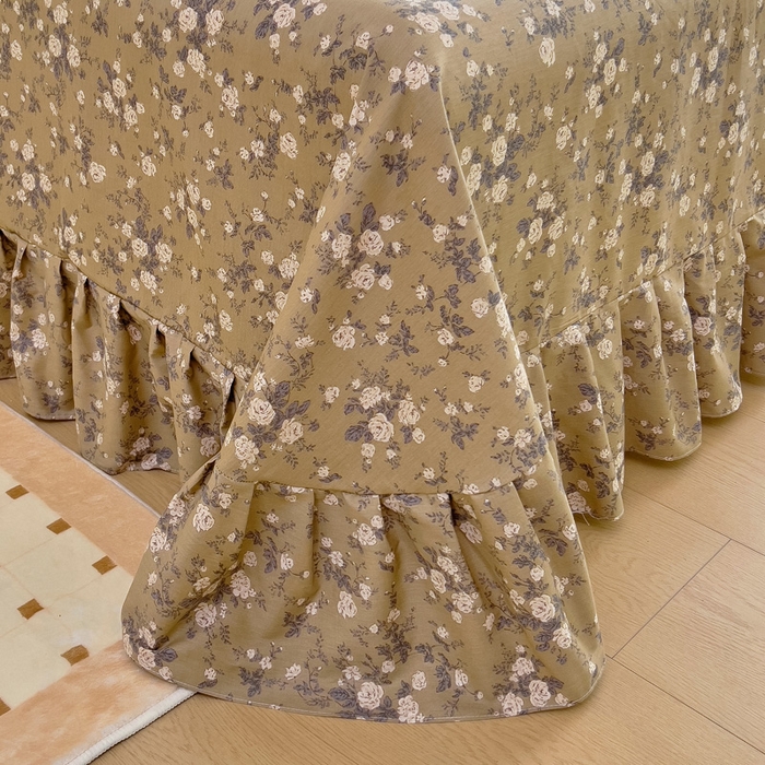 91家纺网 家纺一手货源 找家纺 2025新款全棉花边款床单 茶野