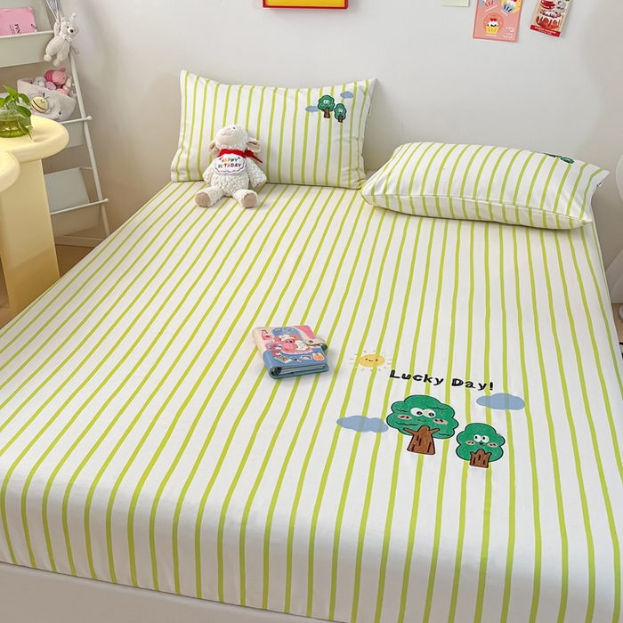 91家纺网 家纺一手货源 找家纺 雅居纺家纺 2025新款全棉老粗布床单床笠 老粗布-发财树