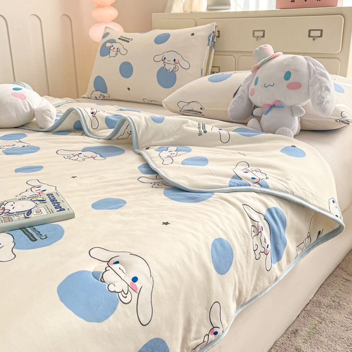 91家纺网 家纺一手货源 找家纺 暮思家居 2025新款正版授权三丽鸥A类牛奶针织棉夏被子被芯 针织棉-波点玉桂狗