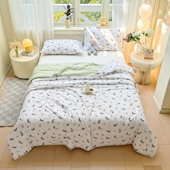 91家纺网 家纺一手货源 找家纺 穆琪 2025新款小花边印花夏被小清新夏凉被 旺旺队-小花边