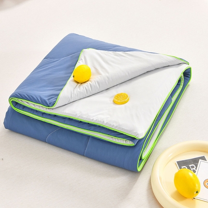 丫丫家纺 2025新款真凉感瓜瓜被 海盐波波-蓝拼灰