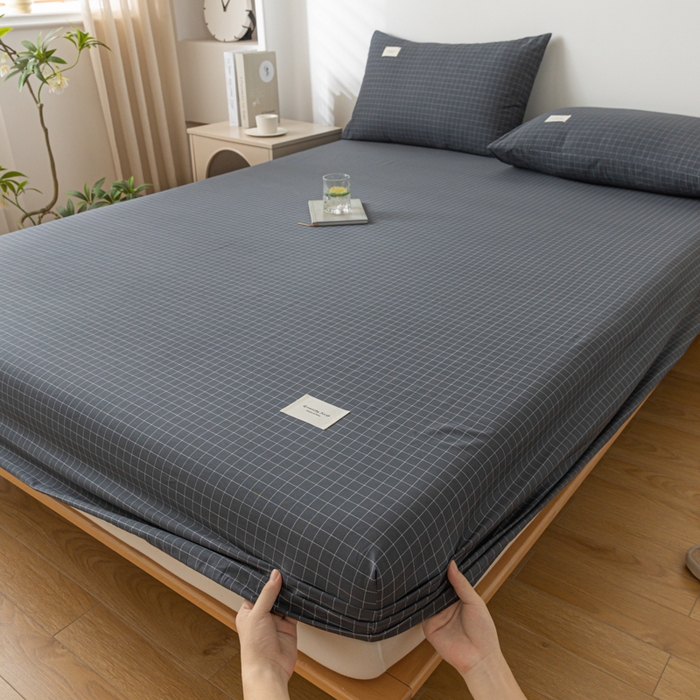 91家纺网 家纺一手货源 找家纺 梵克保罗 2025新款亲肤舒适全棉印花系列床笠 小黑格