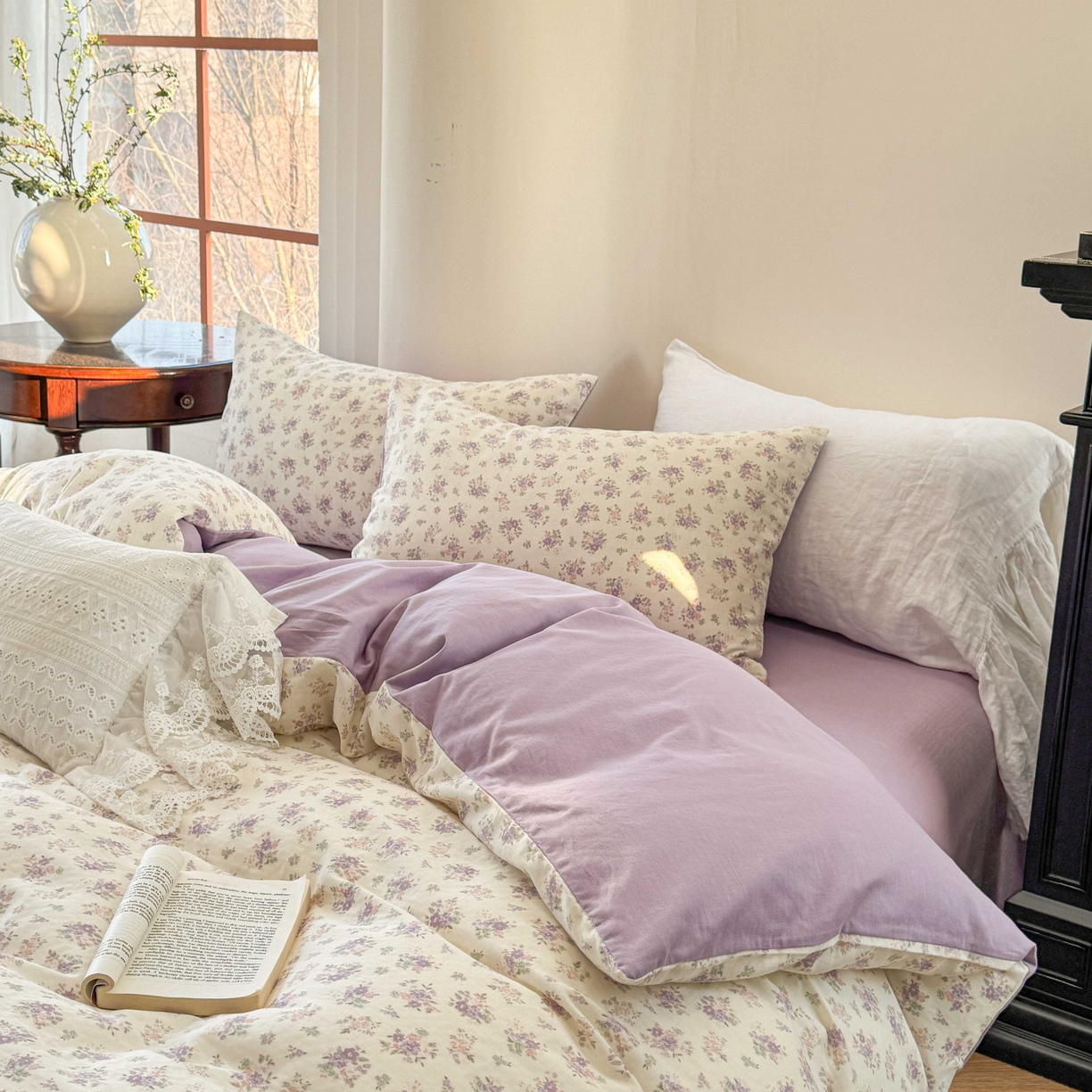 91家纺网 家纺一手货源 找家纺 时年家纺 2025春夏新款全棉纯棉有氧双层纱四件套-碎花系列 南风知意