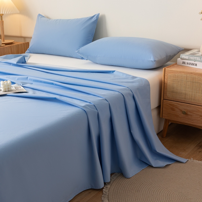 91家纺网 家纺一手货源 找家纺 梵克保罗 2025新款亲肤舒适防水纯色床单 C-天蓝