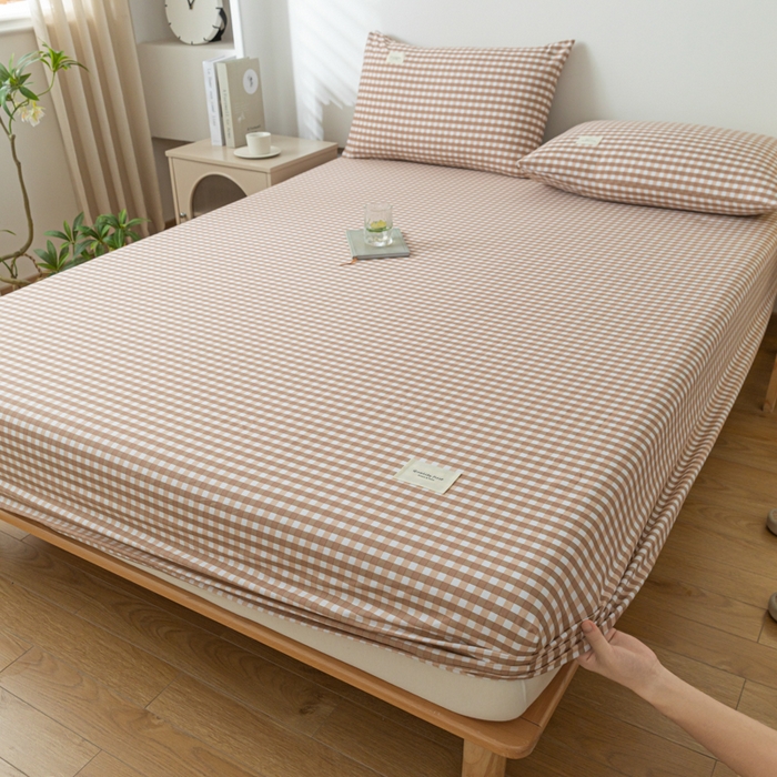 91家纺网 家纺一手货源 找家纺 梵克保罗 2025新款亲肤舒适全棉印花系列床笠 丁香粉格