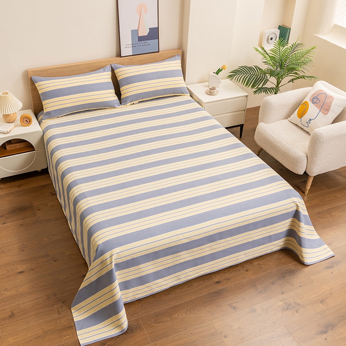 91家纺网 家纺一手货源 找家纺 2025新款老粗布床单老粗布凉席三件套系列-床单 暖光-黄