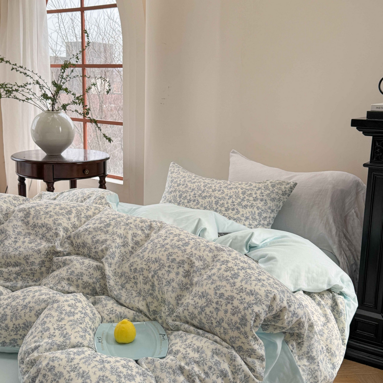 91家纺网 家纺一手货源 找家纺 时年家纺 2025春夏新款全棉纯棉有氧双层纱四件套-碎花系列 悠然南山