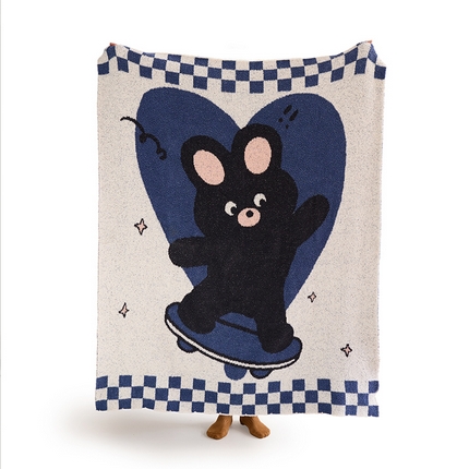 （总）暖绵绵家纺 2025新款半边绒熊趣滑行卡通毯-皮卡熊