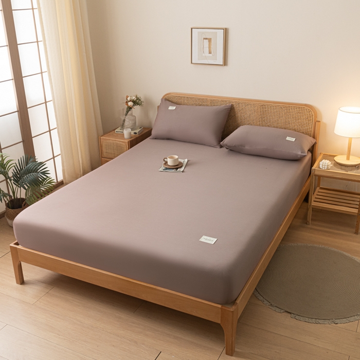 91家纺网 家纺一手货源 找家纺 梵克保罗 2025新款亲肤舒适全棉13372喷气床笠 巧棕