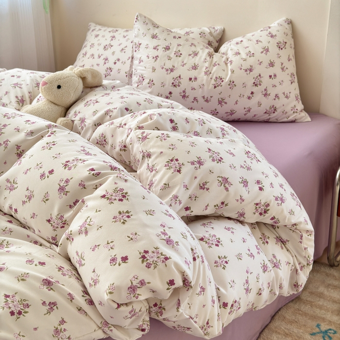 91家纺网 家纺一手货源 找家纺 冕悠家纺 2025新款热款A类高克重针织双层纱四件套系列 （提供买家秀） 十里花田