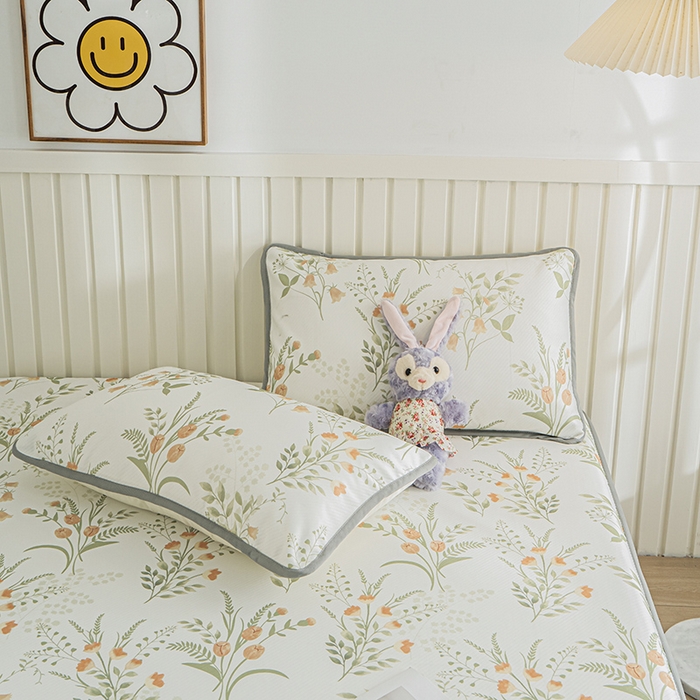 91家纺网 家纺一手货源 找家纺 卢赛尔 2025新款凉感丝提花凉席床笠款 郁金香