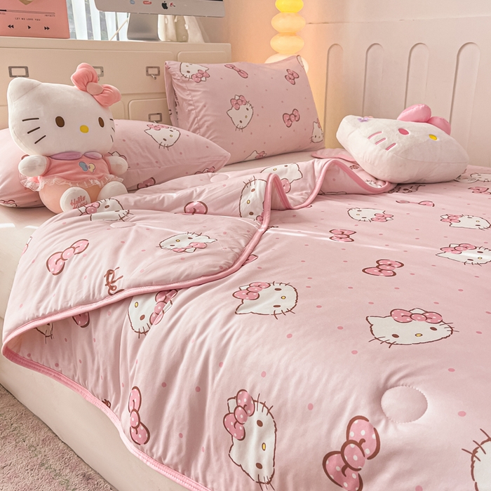 91家纺网 家纺一手货源 找家纺 暮思家居 2025新款正版授权三丽鸥A类牛奶针织棉夏被子被芯 针织棉-可爱KT