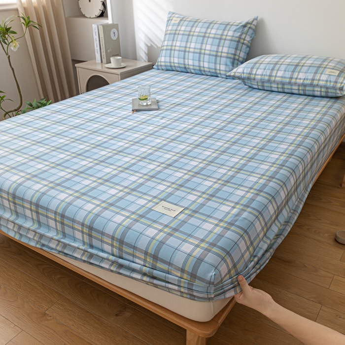 91家纺网 家纺一手货源 找家纺 梵克保罗 2025新款亲肤舒适全棉印花系列床笠 简兮蓝