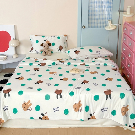 91家纺网 家纺一手货源 找家纺 （总）一加一 2025A类牛奶丝针织棉印花大豆夏被