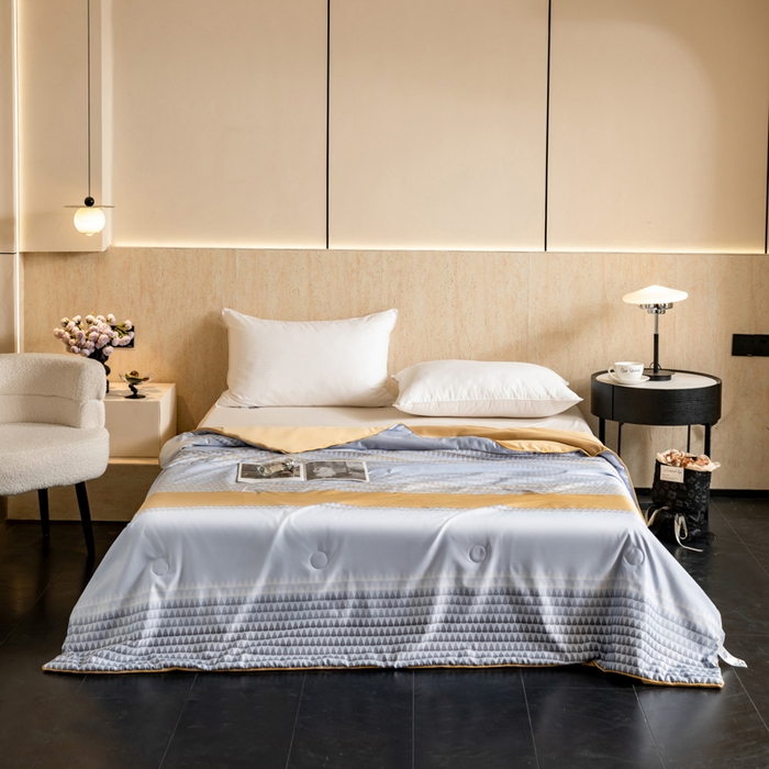 91家纺网 家纺一手货源 找家纺 眠多宝 2025新款舒适莱赛尔纤维夏被被子被芯 轻奢叠缎