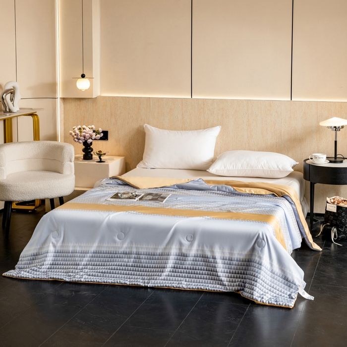 91家纺网 家纺一手货源 找家纺 眠多宝 2025新款舒适莱赛尔纤维夏被被子被芯 轻奢叠缎