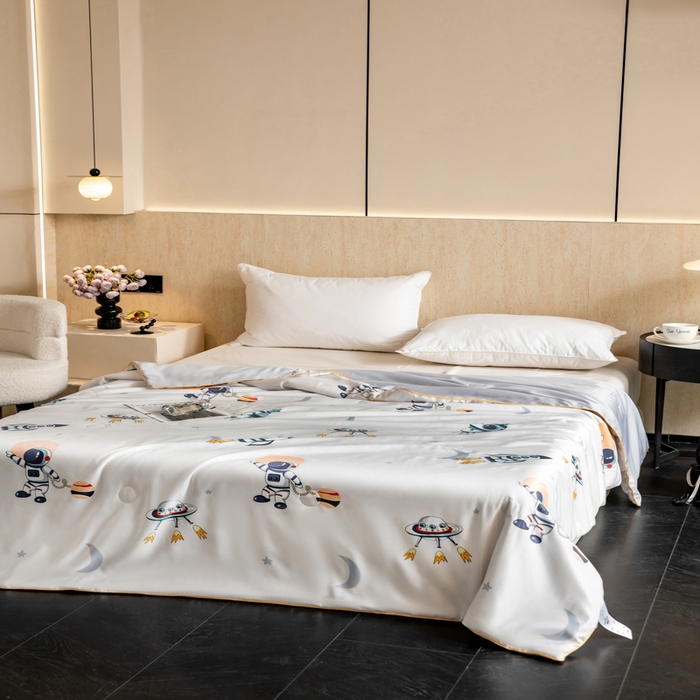 91家纺网 家纺一手货源 找家纺 眠多宝 2025新款舒适莱赛尔纤维夏被被子被芯 宇航员