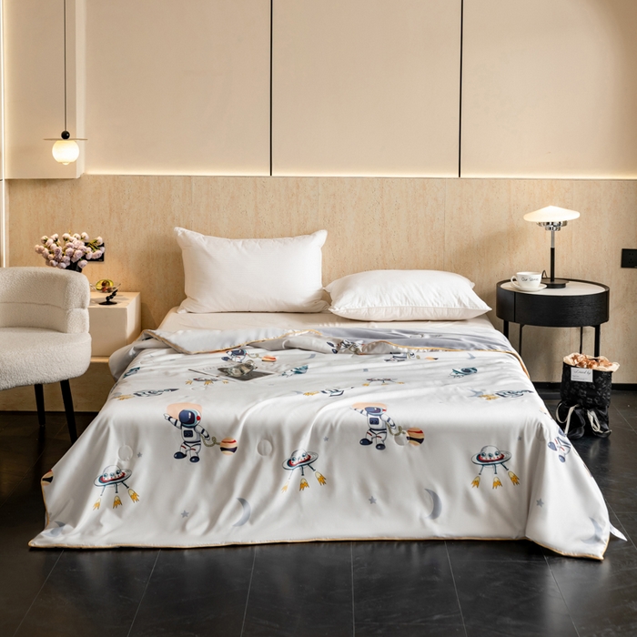 91家纺网 家纺一手货源 找家纺 眠多宝 2025新款舒适莱赛尔纤维夏被被子被芯 宇航员