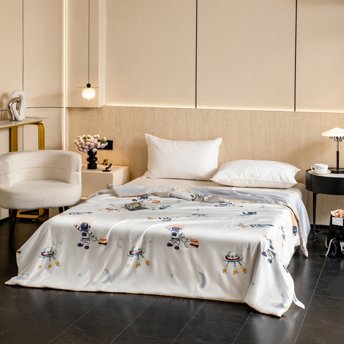 91家纺网 家纺一手货源 找家纺 眠多宝 2025新款舒适莱赛尔纤维夏被被子被芯 宇航员