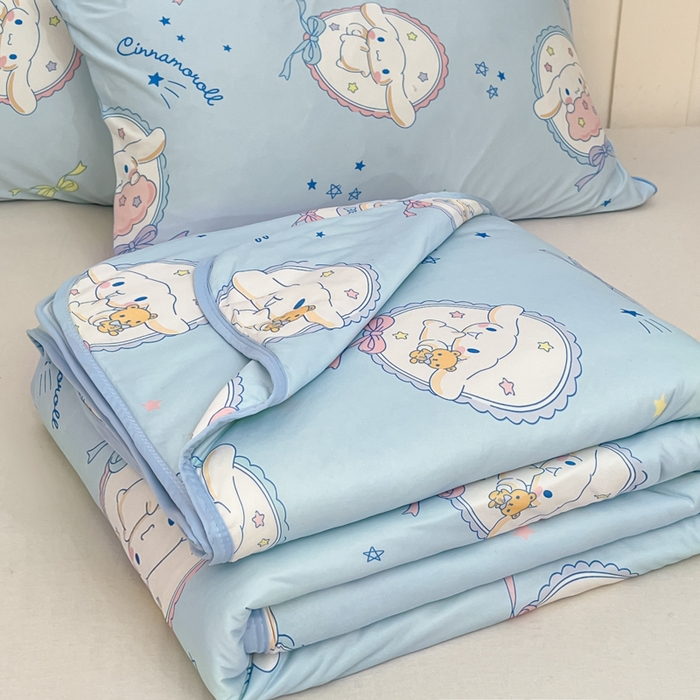 91家纺网 家纺一手货源 找家纺 暮思家居 2025新款正版授权三丽鸥A类牛奶针织棉夏被子被芯 针织棉-蓝色玉桂狗