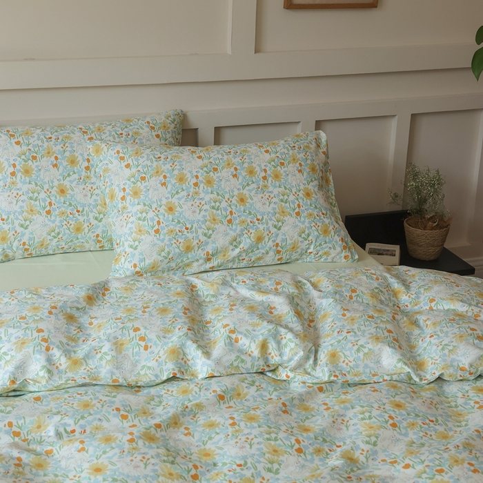 91家纺网 家纺一手货源 找家纺 棉眠 2025新款春夏花间牧歌田园系列四件套 花间牧歌