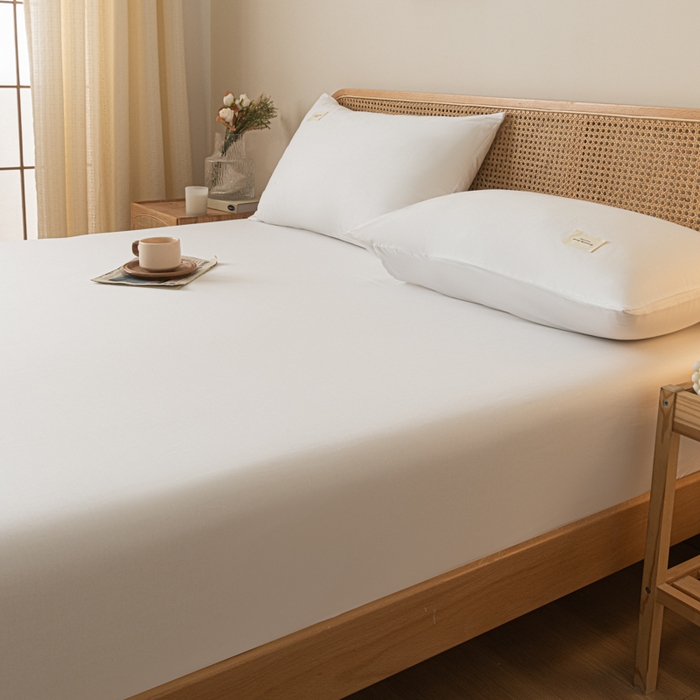 91家纺网 家纺一手货源 找家纺 梵克保罗 2025新款亲肤舒适全棉13372喷气纯色单枕套 雅典白