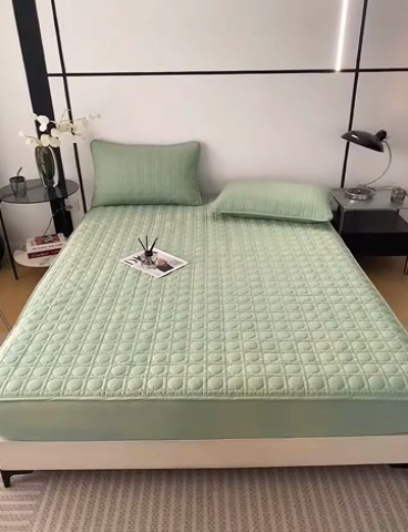 91家纺网 家纺一手货源 找家纺 佳笠家居 2025新款全棉纯棉夹棉床笠四季通用席梦思保护套床罩 薄荷绿