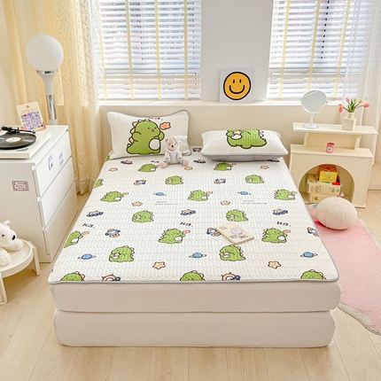 川悦生活 2025新款小阪凉感丝印花凉席嚯嚯小恐龙