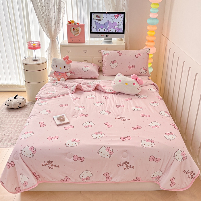 91家纺网 家纺一手货源 找家纺 暮思家居 2025新款正版授权三丽鸥A类牛奶针织棉夏被子被芯 针织棉-可爱KT