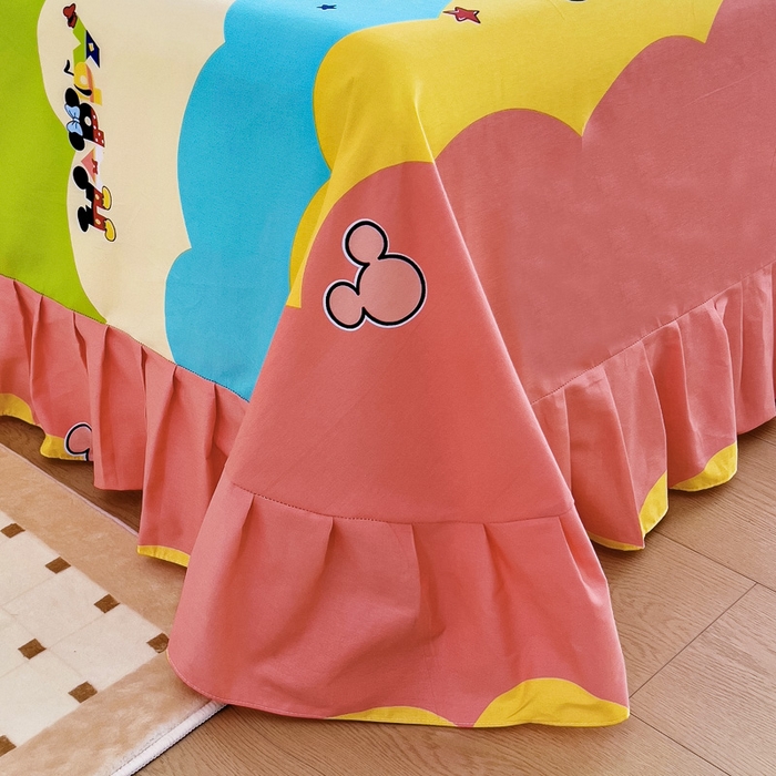 91家纺网 家纺一手货源 找家纺 2025新款全棉花边款床单 米奇