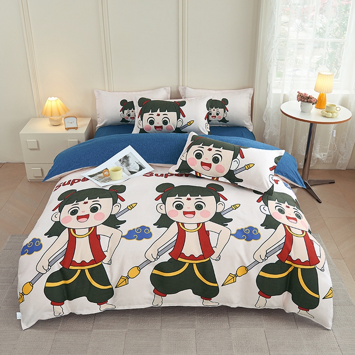 91家纺网 家纺一手货源 找家纺 爱诗诺2025加厚生态棉磨毛四件套高克重植物羊绒四件套大量现货少年英雄