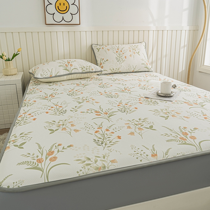 91家纺网 家纺一手货源 找家纺 卢赛尔 2025新款凉感丝提花凉席床笠款 郁金香