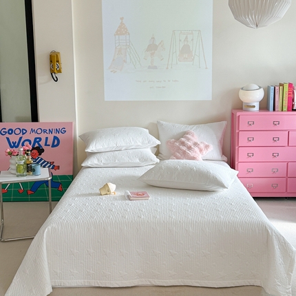 漫调家纺 2025新款繁星水洗床盖夏被 繁星白