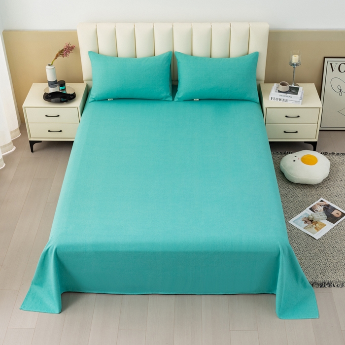 91家纺网 家纺一手货源 找家纺 2025新款老粗布床单老粗布凉席系列-凉席 宝石-青