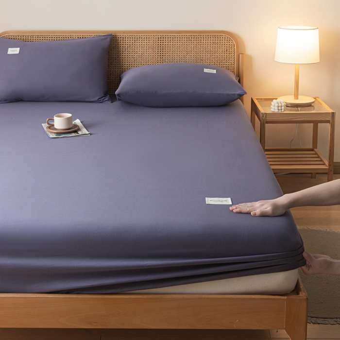 91家纺网 家纺一手货源 找家纺 梵克保罗 2025新款亲肤舒适全棉13372喷气床笠 帝王紫