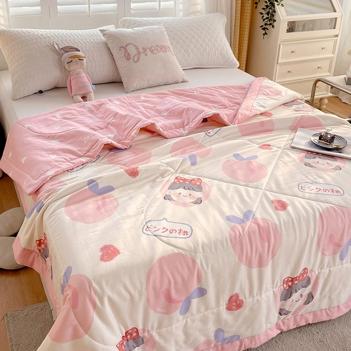 91家纺网 家纺一手货源 找家纺 （自己工厂 有网销大热款 网销帮推可合作优惠）2025新款全棉夏被空调被夏凉被纯棉夏季儿童棉花薄被子 白桃公主