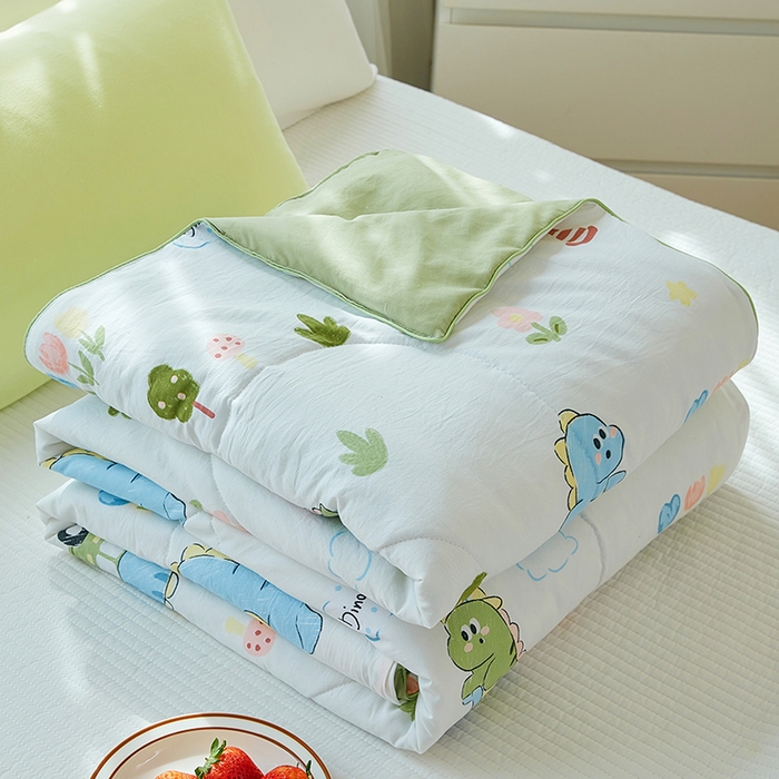 91家纺网 家纺一手货源 找家纺 梦恬佳 2025新款A类水洗皱皱棉夏凉被 恐龙乐园